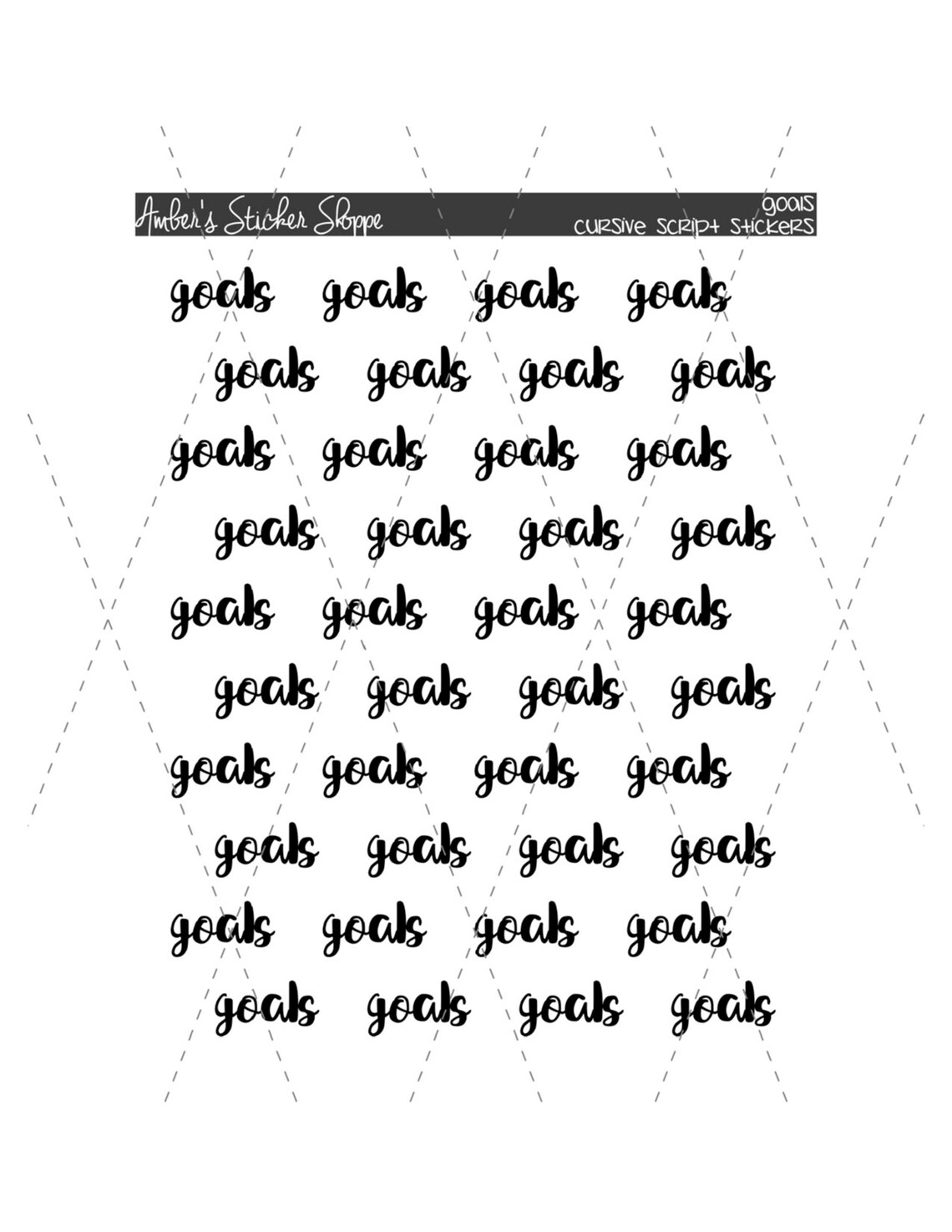 Goals Cursive Lettering Script Planner Stickers Etsy