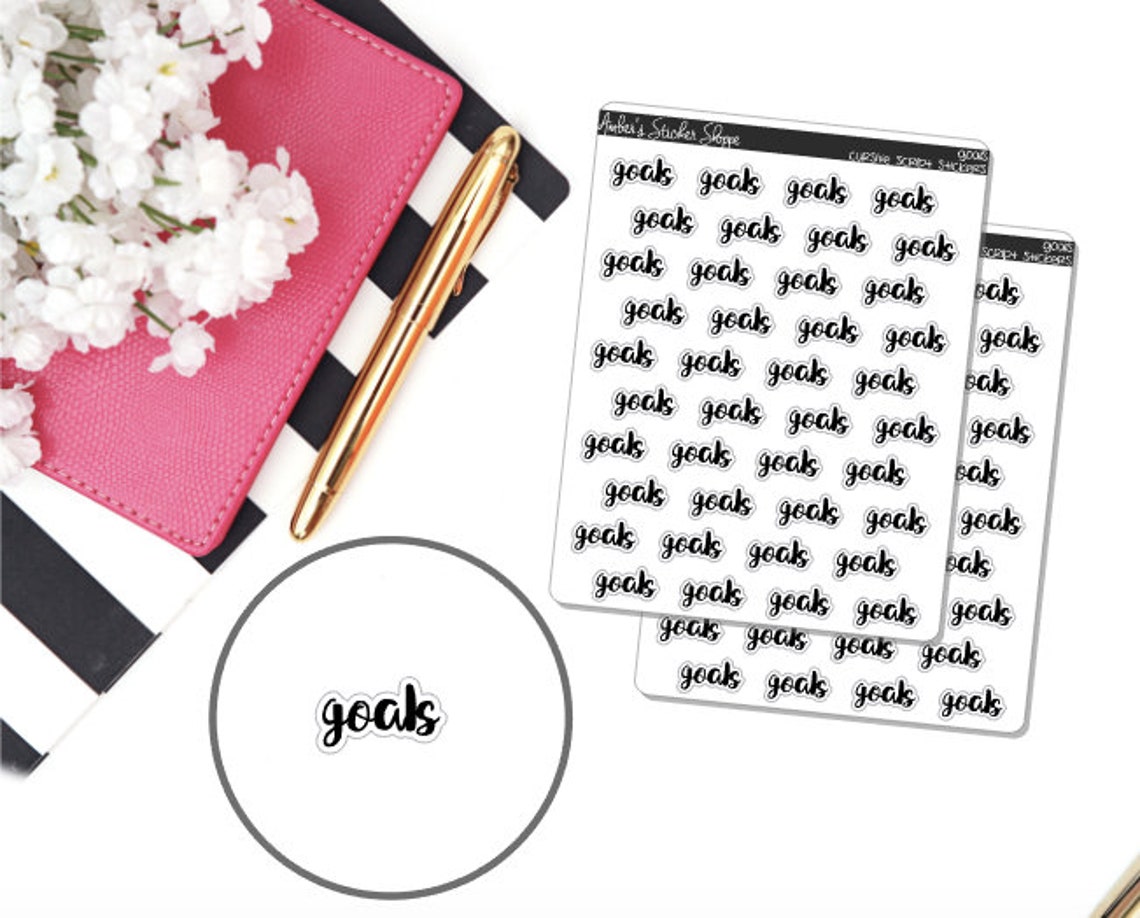 Goals Cursive Lettering Script Planner Stickers Etsy