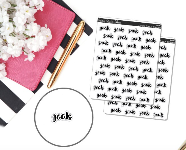 Goals Cursive Lettering Script Planner Stickers Etsy