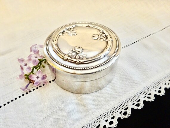 Ring Box Jewelry, Art Nouveau French, Roses, Powde