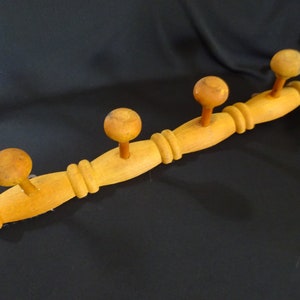 Retro Hat Coat Rack Coat Wood Mid Century Hooks Antique French Home Decor Shower Gift, France, Antique Kitchen Faux Bamboo Midcentury