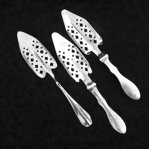 3 Vintage Absinthe Spoon,Diamond Pattern, Barware, Bar Accessories,  Bistro, Flatware, France, French Absinthe Spoons, Green Fairy,