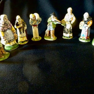 9 Ceramic Feves Figures Vintage, French Villagers Antique Xmas, Feves, Christmas Figurines, Miniatures France