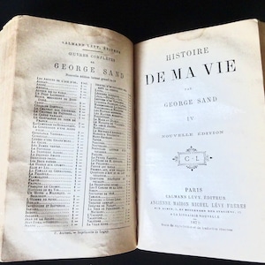 Vintage Book George Sand Histoire de Ma Vie 1879 Paris Famous French Author Antique