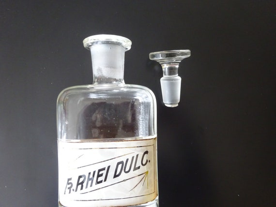 Antique Apothecary Jar Bottle Tr. Rhei Dulc. 1889… - image 3