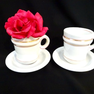Pair Vintage Brulot Cup French Bistro Art Nouveau Pink 102 Gold  Antique France Espresso Coffee Cafe Life