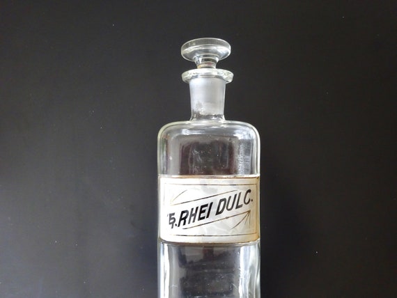 Antique Apothecary Jar Bottle Tr. Rhei Dulc. 1889… - image 1