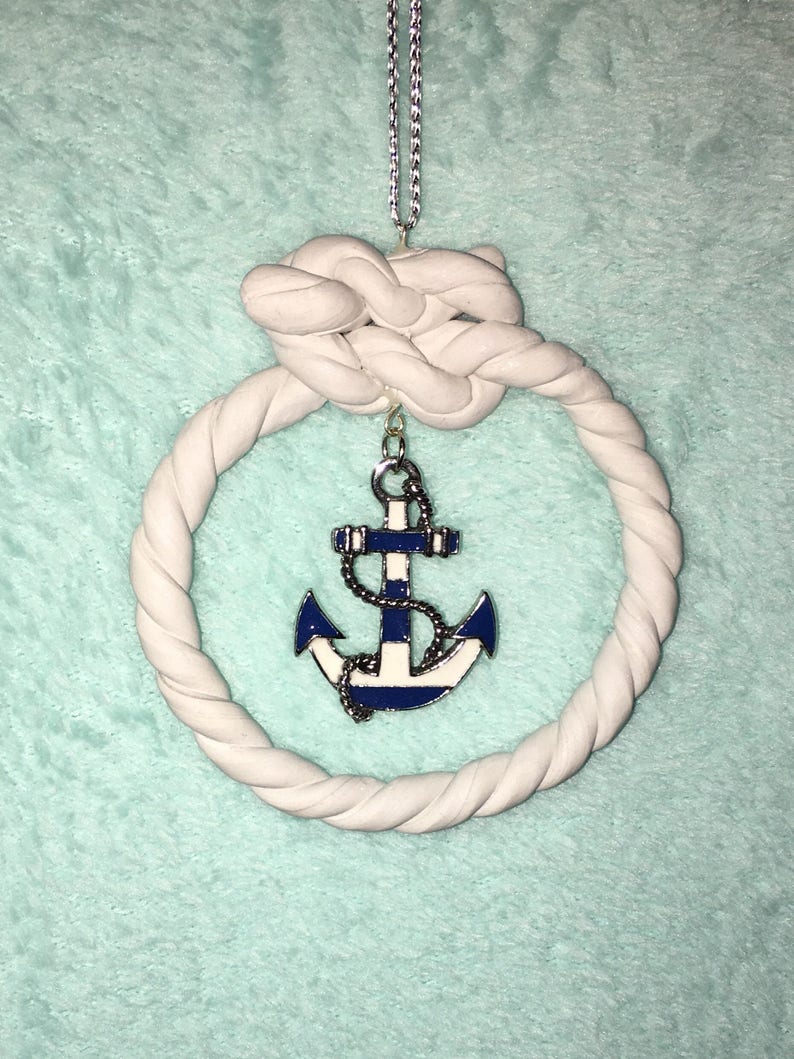 Nautical Rope Wreath & Anchor polymer clay ornament Etsy
