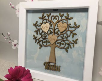 Personalised Framed Wooden Family Tree