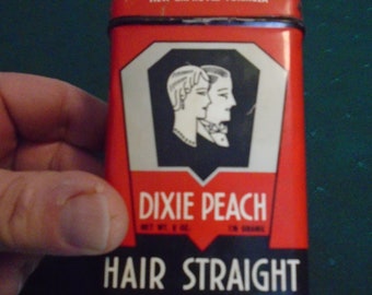 Great 1930's Art Deco Dixie Peach Hair Straight Tin