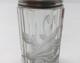 Late 19th Century Art Nouveau Moser Style Intaglio Cut Glass Dresser Jar