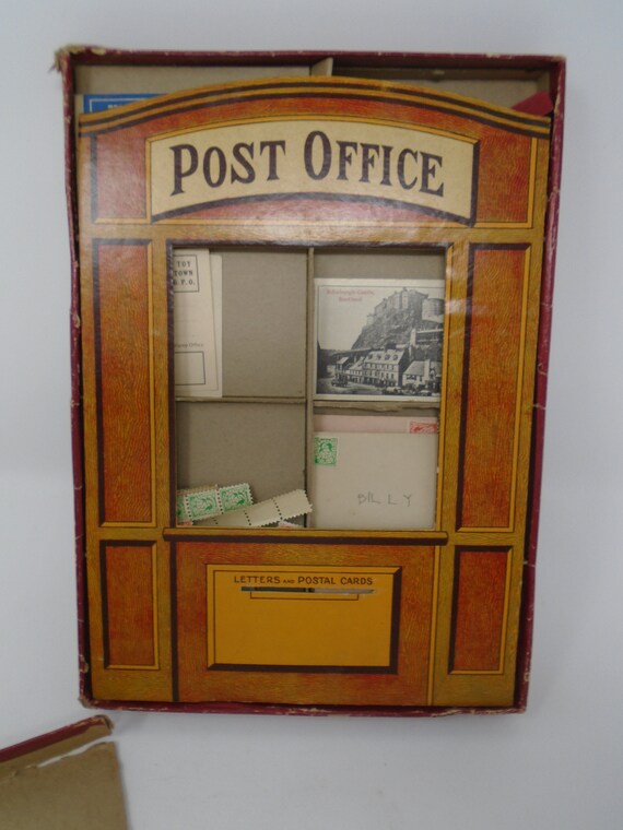 toy post office in a case