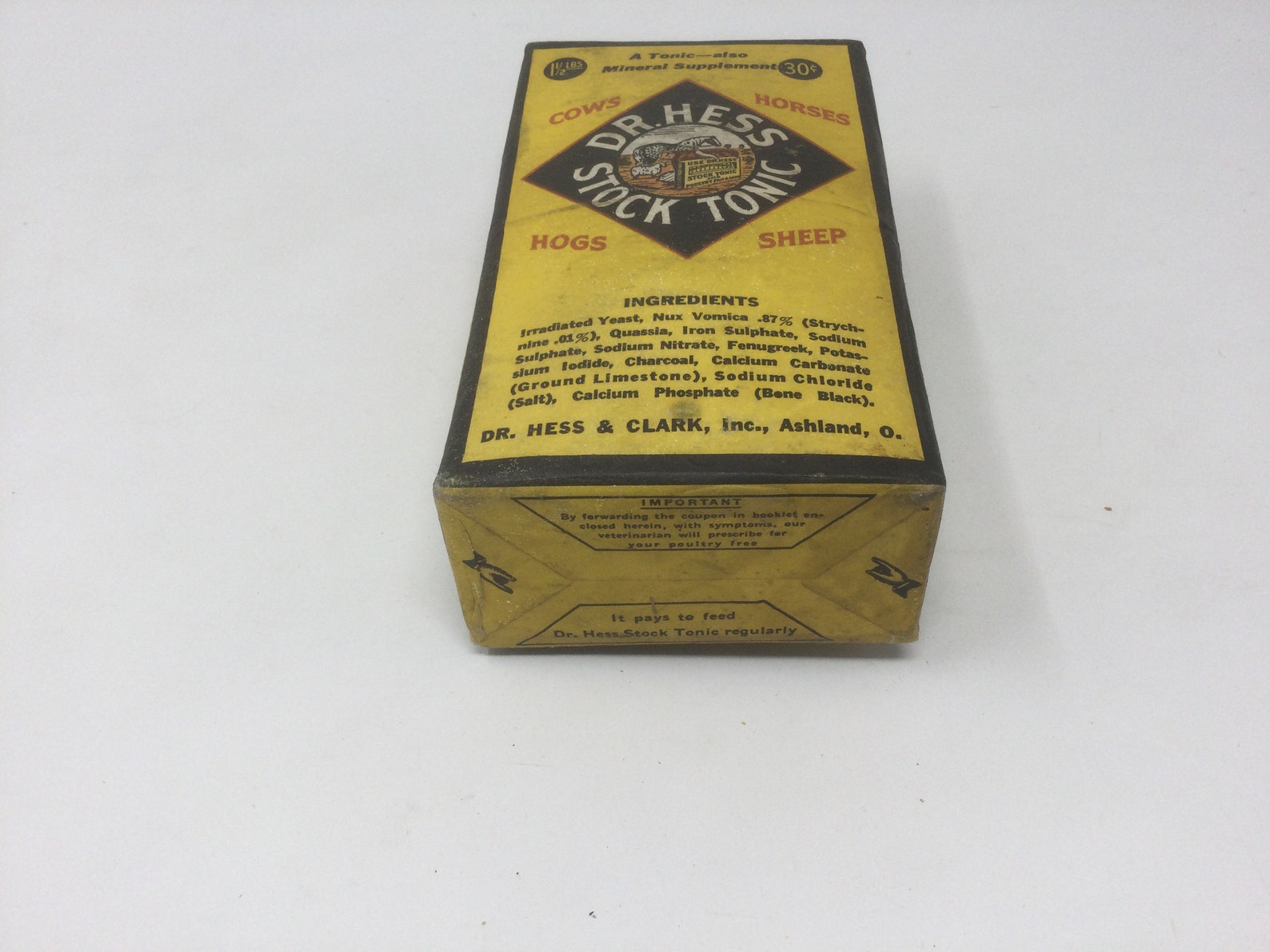 Circa 1920s Never Opened Box of Dr Hess Stock Tonic Etsy