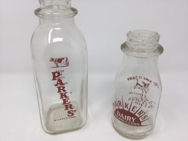 Pair of Circa 1950s Parkers Dairy Milk Bottles Nichols | Etsy