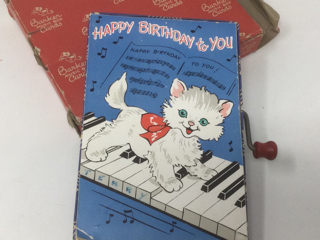 Circa 1950s Music Box Birthday Card Etsy
