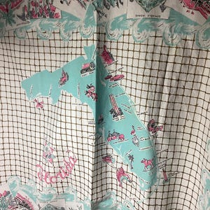 Circa 1950’s Very Colorful Florida Tablecloth