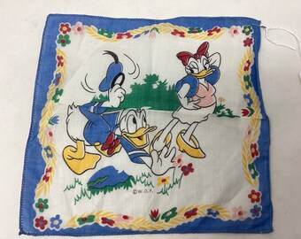 Circa 1940’s Walt Disney Hankie of Donald and Daisy Duck