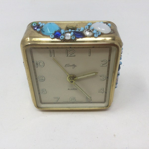 Mid Century German Bejeweled Alarm Clock