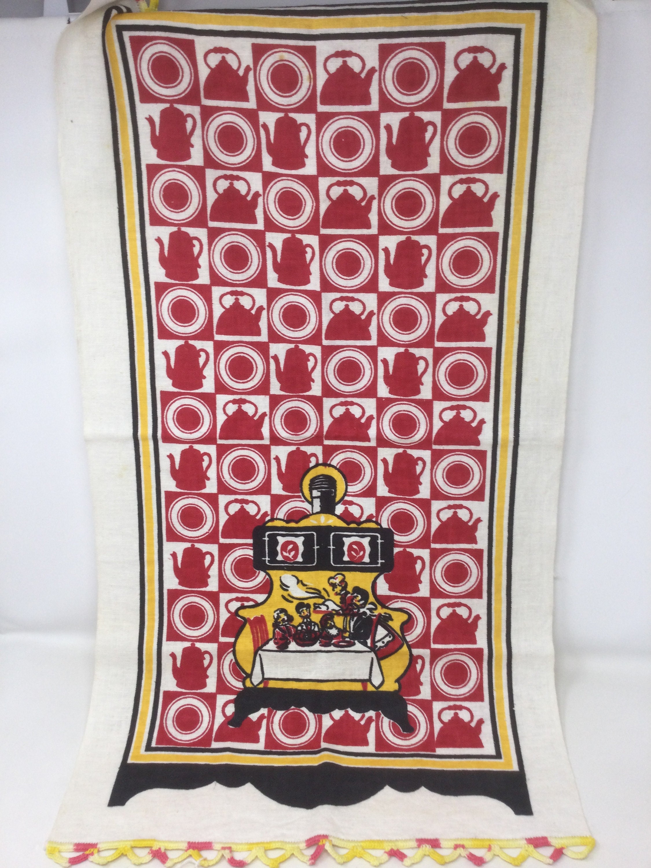 Very Kitschy Mid Century Cotton Kitchen Table Runner Etsy
