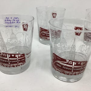 Set of Four Libbey PA RR Locomotive Bar Glasses