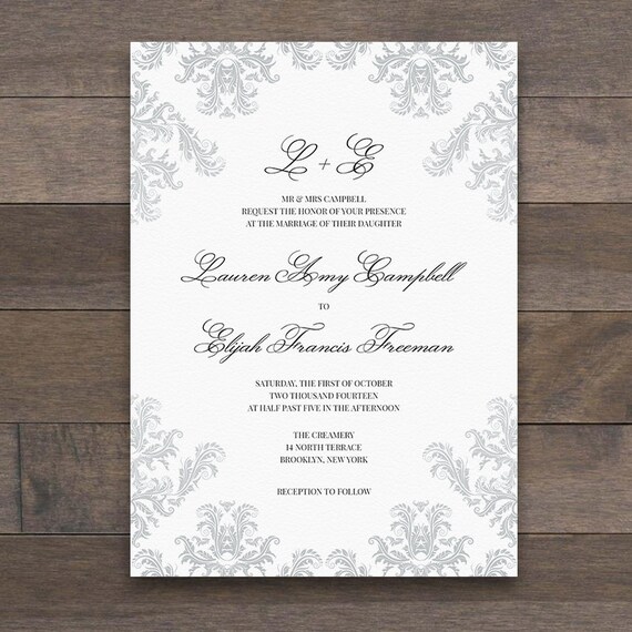 Printable Wedding Invitation Template 5x7 Digital Formal