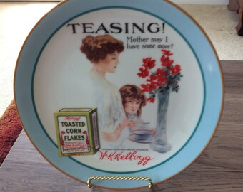 Boy on Cereal Box On Sale 1986 Kelloggs Nostalgia Collection 8.5 inch Collectible Plate Series #1