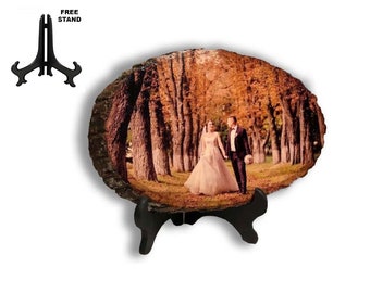 Photo On Wood, Gift For her , Picture On Wood, wedding decor, home decor , anniversary gifts, FREE Easel Stand