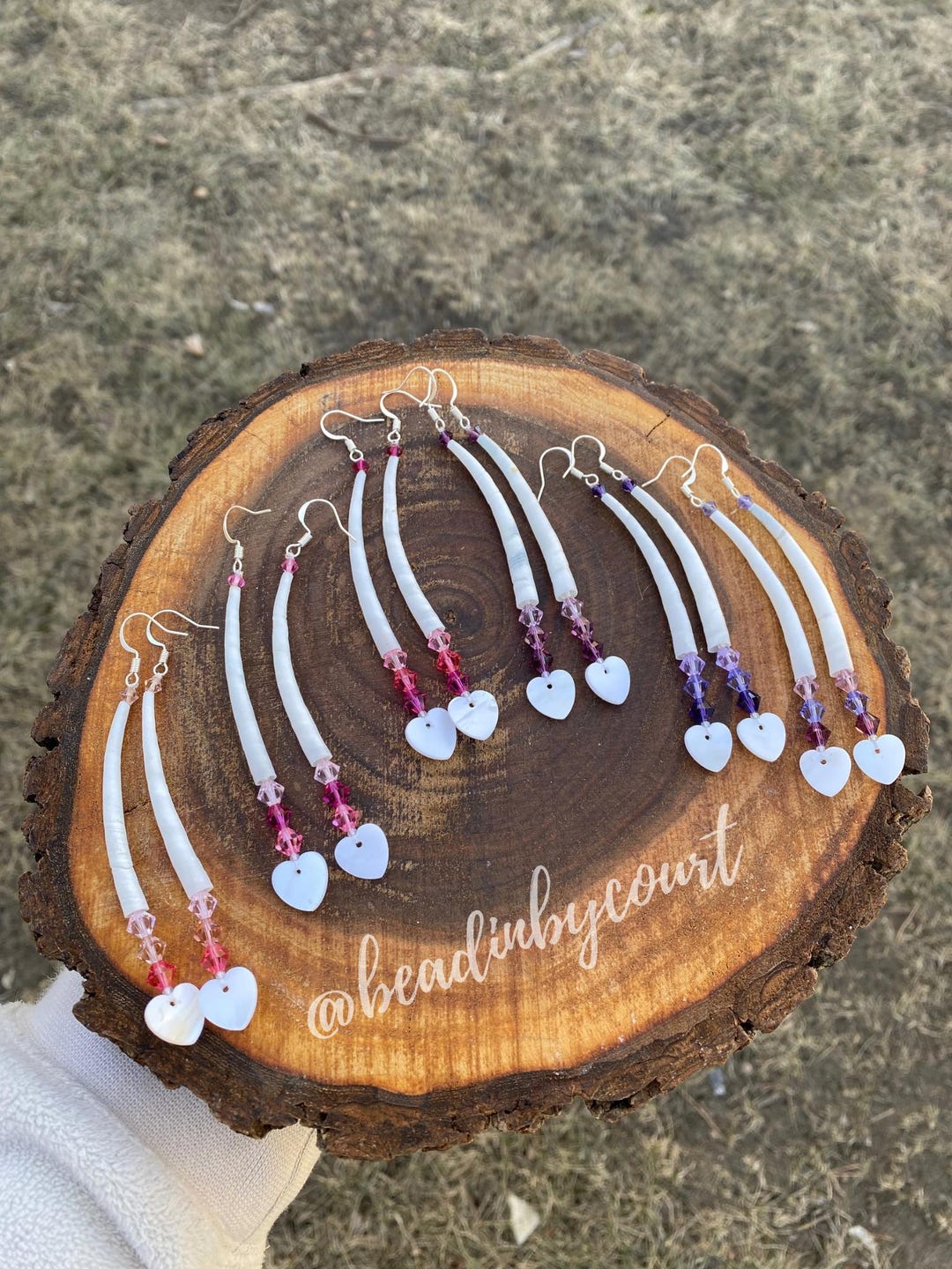 Dentalium Shell Earrings: 2-inch Beaded Fish Hook Earrings - Etsy
