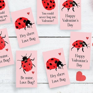 Tarjetas de San Valentín con mariquitas para niños - Tarjetas imprimibles de San Valentín con mariquitas - Tarjetas imprimibles para el día de San Valentín - Descarga instantánea