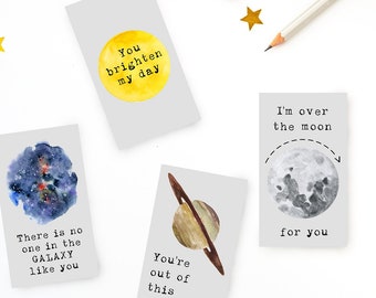 Printable Space Lunchbox Note Cards for Kids - Lunchbox Note Printables - Encouragement Mini Cards - Instant Download - Love Notes for Kids