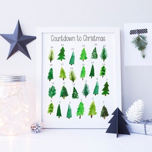 Christmas Countdown Printable Calendar - Instant Download Advent Calendar - Days Until Christmas Printable