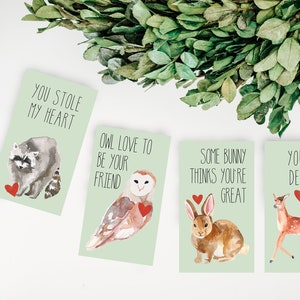 Woodland Valentinstag Karten für Kinder - Druckbare Tier Valentinstag Karten für Klasse Partys - DIY Instant Download