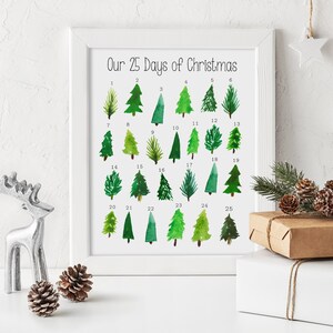 Printable 25 Days of Christmas Family Activity Calendar - Christmas Bucket List Printable Activity - Countdown to Christmas Advent Calendar