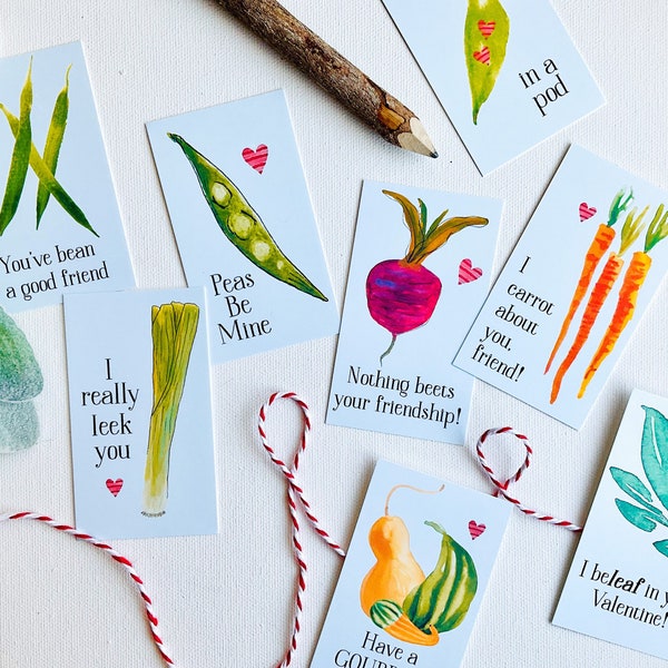 Corny Vegetable Valentine Cards for Kids - Funny Pun Valentine's Day Cards - DIY Instant Download