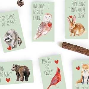 Druckbare Valentinstagskarten für Kinder - Waldtier Valentinstagskarten - Druckbare DIY Valentinstagskarten - Sofort Download