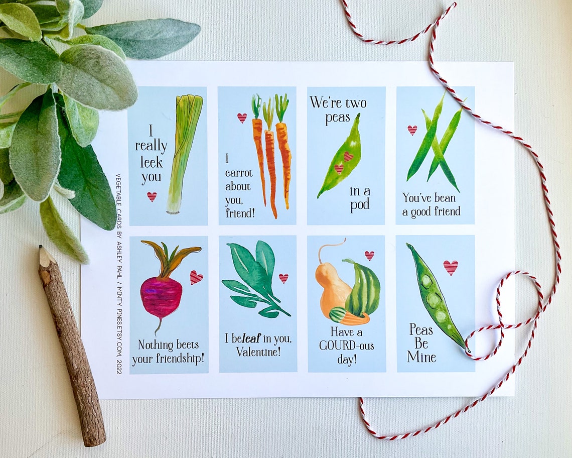 Corny Vegetable Valentine Cards for Kids - Funny Pun Valentine's Day ...