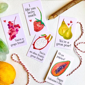 Biglietti di San Valentino con frutta stampabili per bambini - Biglietti di San Valentino con giochi di parole - Biglietti di San Valentino fai da te - Download immediato