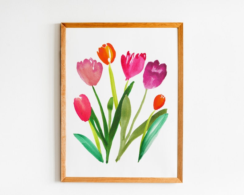 Printable Tulip Wall Art - Tulip Watercolor Print - Spring Home Decor ...