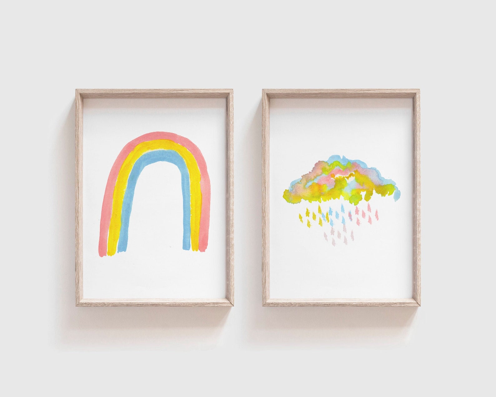 Printable Rainbow Wall Art Set of 2 Pastel Rainbow Nursery Etsy