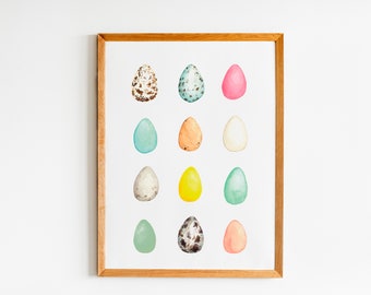 Printable Easter Egg Wall Art Print - Colorful Pastel Spring Decor Instant Download