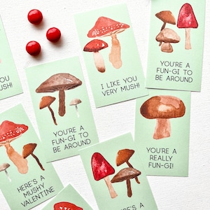 Waldpilz-Valentinstag für Kinder in Grün - Druckbare Valentinstagskarten zum Selbermachen - Sofort-Download für den Heimdrucker