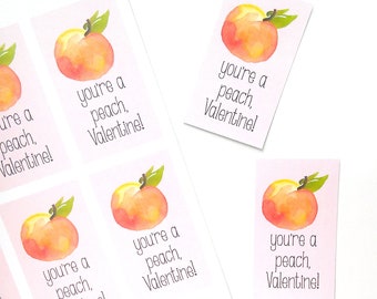 Printable Valentine Cards - You're a peach Valentine - Peach Valentine's Day Cards - DIY Kids Valentines - Instant Download