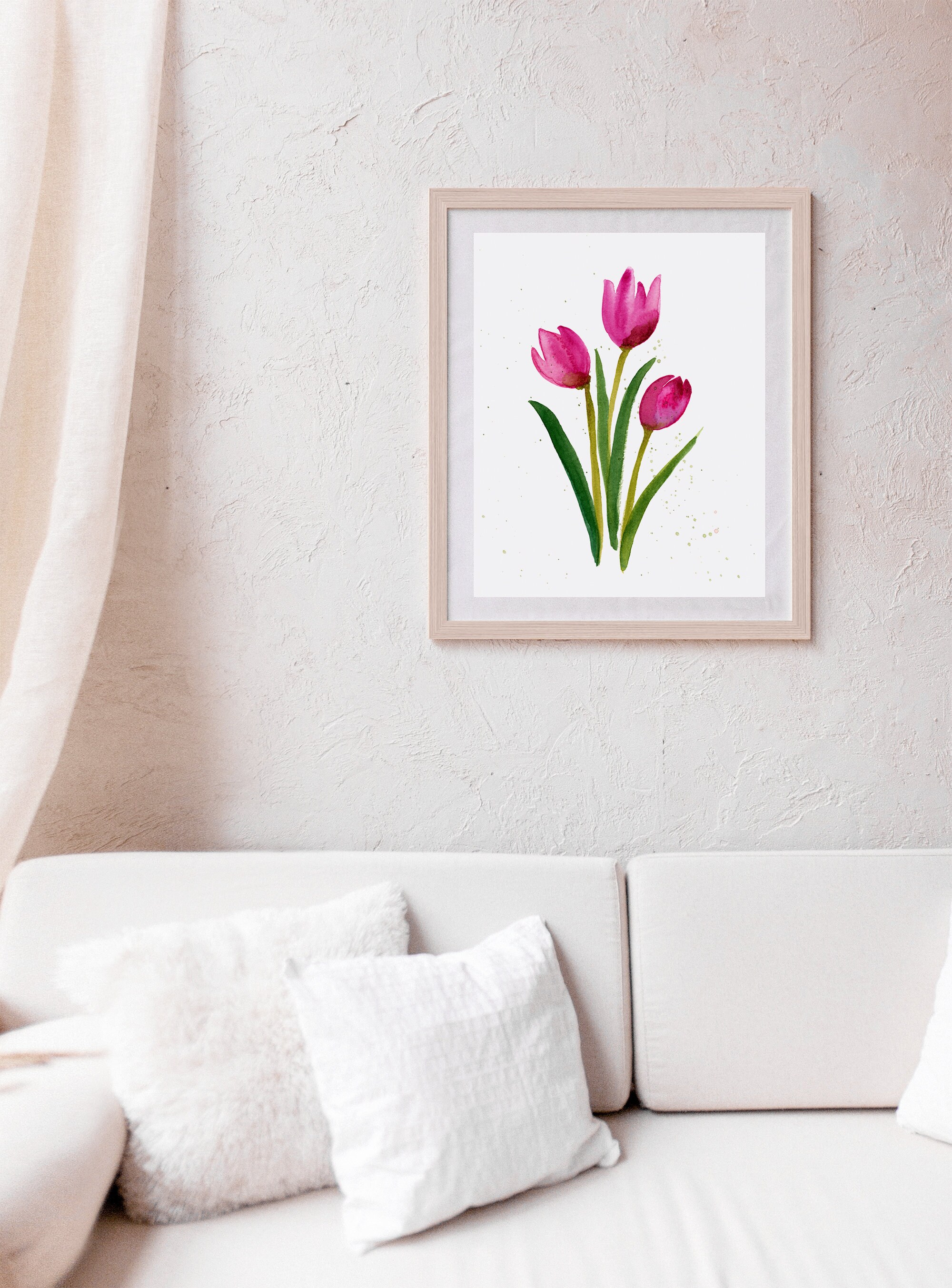 Printable Purple Tulip Wall Art for Spring Home Decor - Watercolor ...
