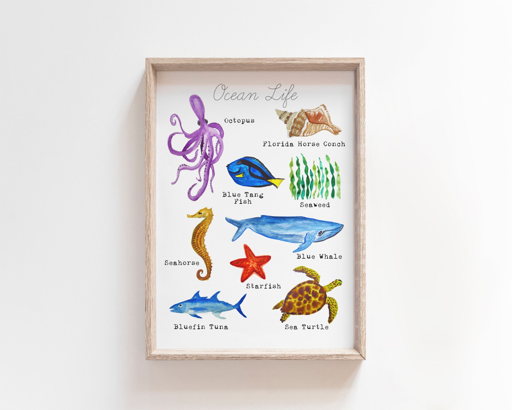 Printable Ocean Wall Art Ocean Art Print Sea Life Wall Art - Etsy