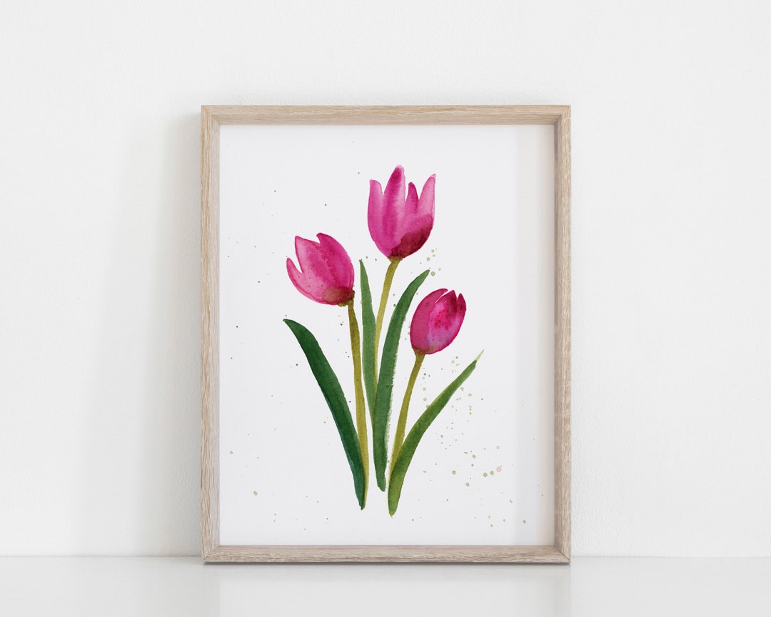 Printable Purple Tulip Wall Art for Spring Home Decor Watercolor Flower