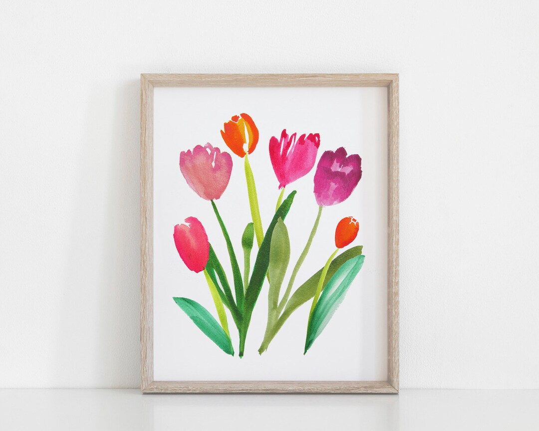 Printable Tulip Wall Art - Tulip Watercolor Print - Spring Home Decor ...
