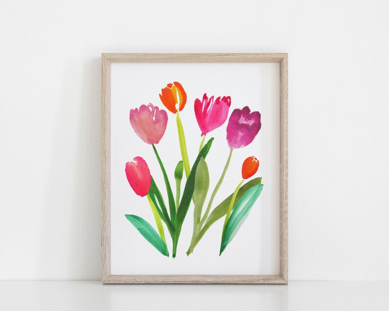 Printable Tulip Wall Art - Tulip Watercolor Print - Spring Home Decor ...