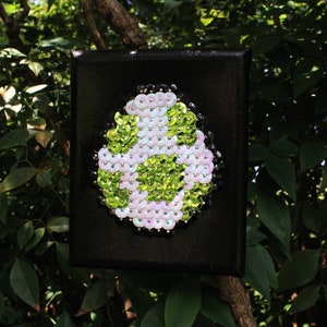 Green Yoshi Egg Shimmering Pixel Wall Art - Accent Fan Art Decor