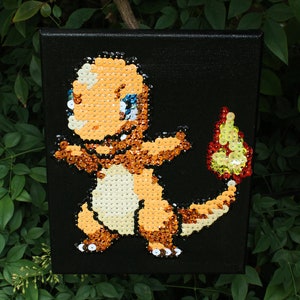 Charmander Shimmering Sprite Pixel Wall Art