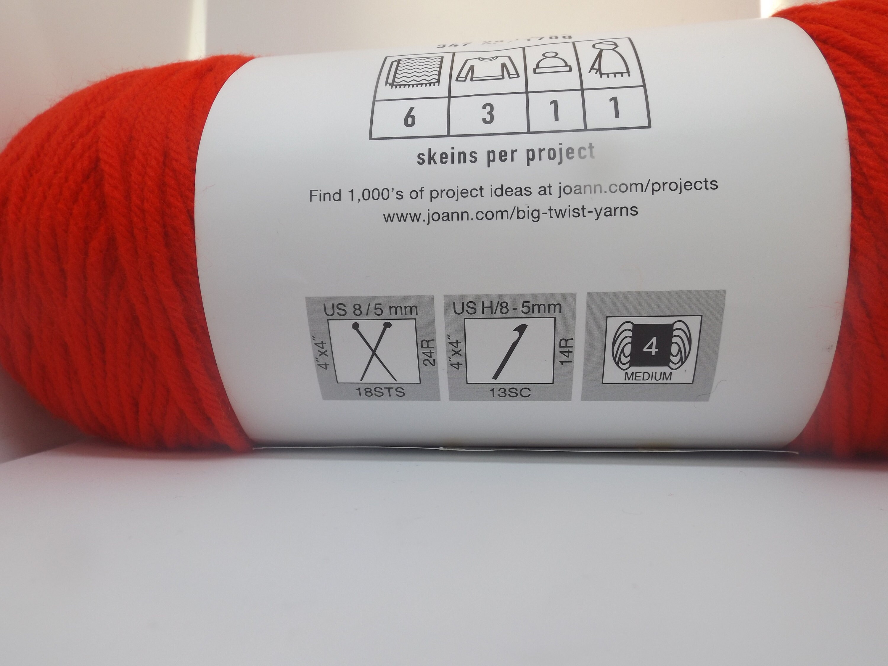 2 Pk Big Twist Yarn Value Pack 20% Wool, 80% Acrylic Color Red